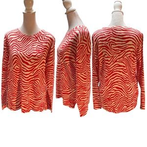 NWT - M&S Collection Red & Off White Zebra Print Long Sleeve Sweater Size 14
